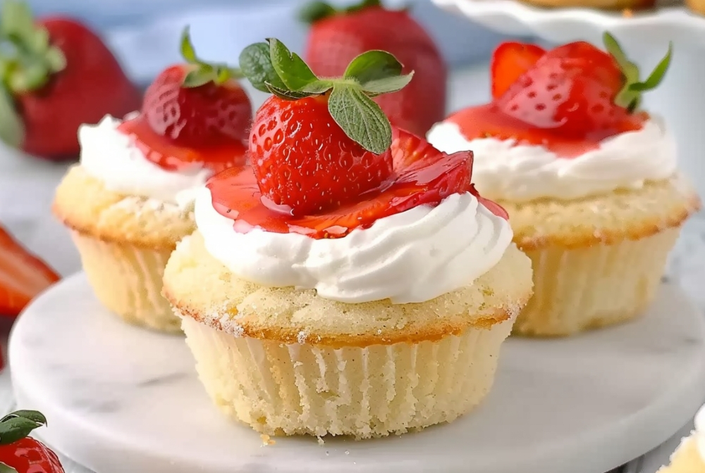 Strawberries and Cream Cupcakes