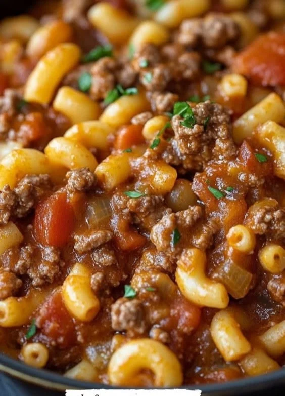 Delicious bowl of easy Southern ground beef goulash recipe.