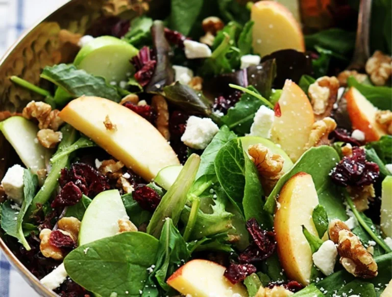 Delicious Apple Cranberry Walnut Salad with fresh apples, cranberries, and walnuts