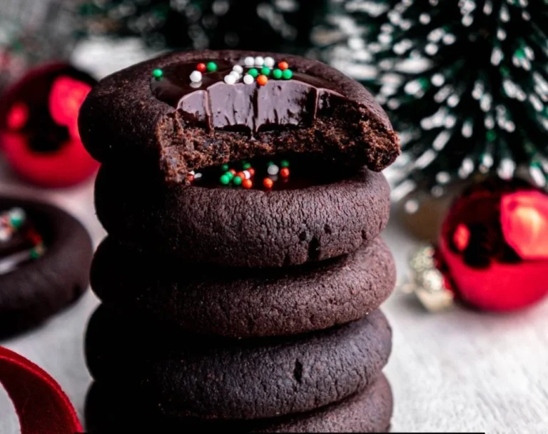 Delicious homemade Chocolate Thumbprint Cookies with chocolate filling