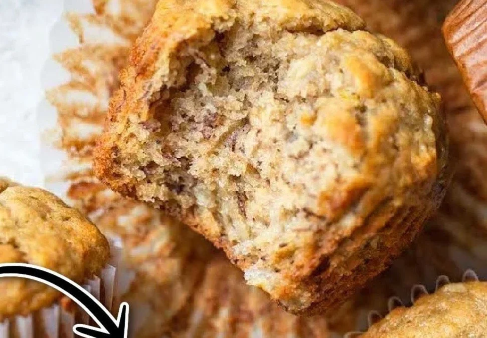 Delicious homemade easy banana muffins ready to enjoy