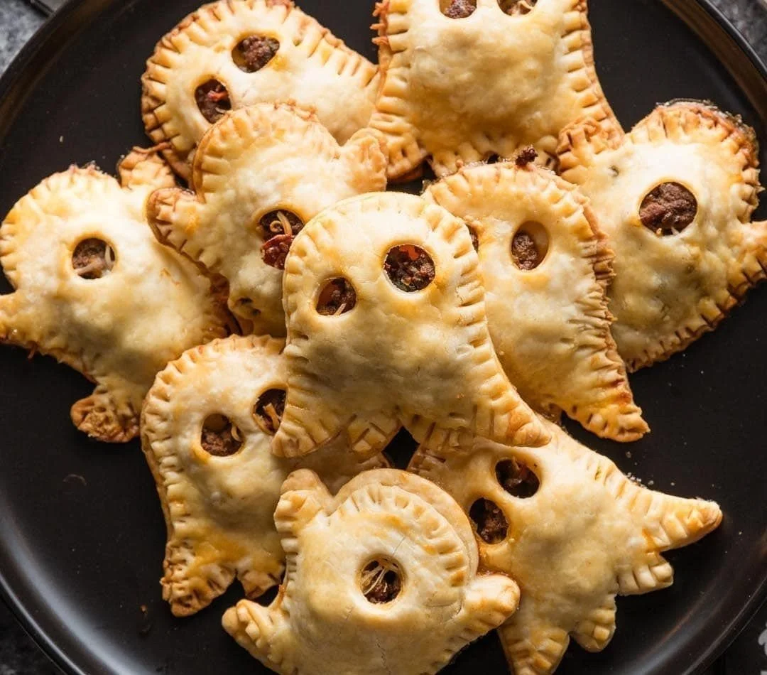 Delicious ghost-themed mini taco pies ready for Halloween celebration