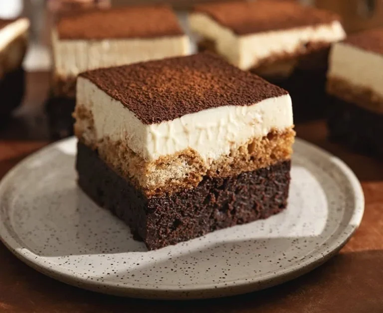 Delicious tiramisu brownies with chocolate and coffee flavors