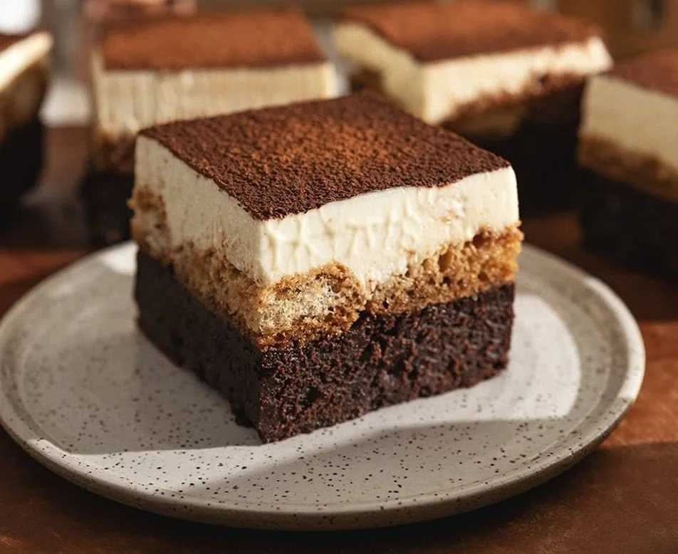 Delicious tiramisu brownies with chocolate and coffee flavors
